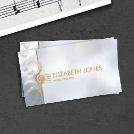 Pearl och guld Treble Clef Ornament Visitkort
