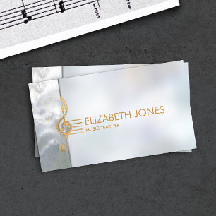 Pearl och guld Treble Clef Ornament Visitkort