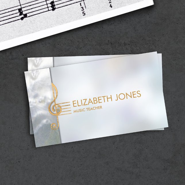 Pearl och guld Treble Clef Ornament Visitkort (Skapare uppladdad)