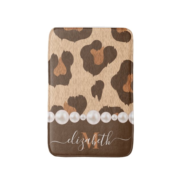 Pearl och Leopard Skriv ut Badrumsmatta (Framsidan (Vertikal))