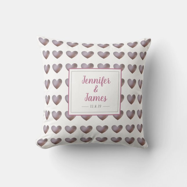 Pearl och lila bröllop/jubileumskudde kudde (Framsida)