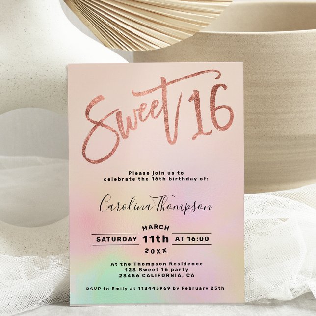 Pearl ombre-regnbågsskript  Sweet 16-foto Inbjudningar (Skapare uppladdad)