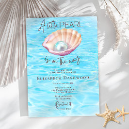 Pearl on the way Seashell Girl Baby Shower Inbjudningar