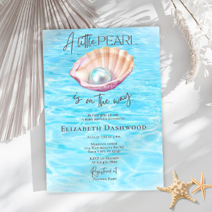 Pearl on the way Seashell Girl Baby Shower Inbjudningar