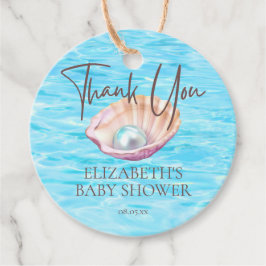 Pearl on the Way Seashell Girl Baby Shower Script Gåvor Etiketter