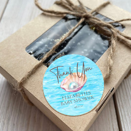 Pearl on the Way Seashell Girl Baby Shower Script Runt Klistermärke