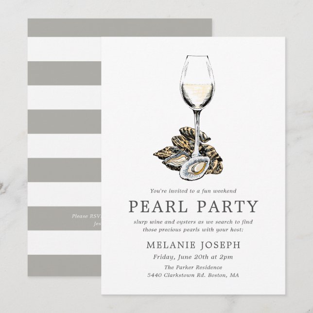 Pearl Party | Pärlstripor Inbjudningar (Fram/baksida)