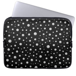 Pearl Pattern on Black Background Laptop Fodral