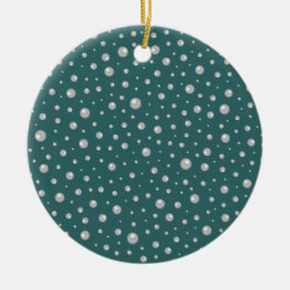 Pearl Pattern on Transformative Teal Background Julgransprydnad Keramik