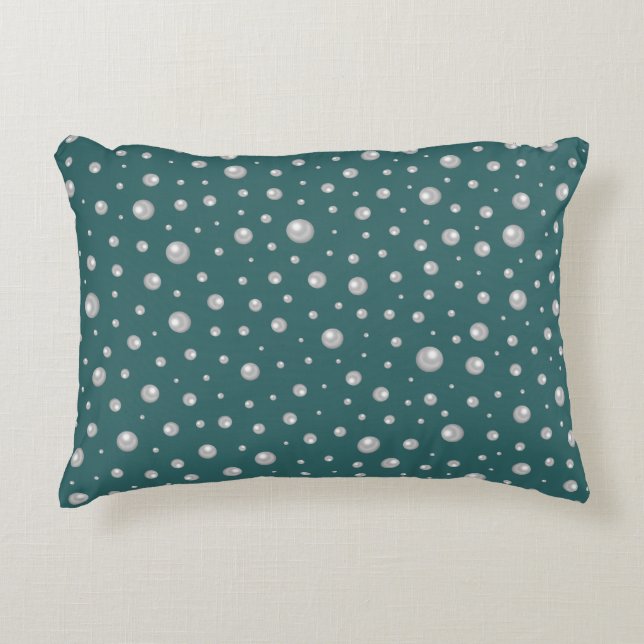 Pearl Pattern on Transformative Teal Background Prydnadskudde (Framsidan)