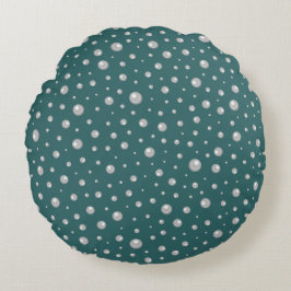 Pearl Pattern on Transformative Teal Background Rund Kudde