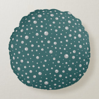 Pearl Pattern on Transformative Teal Background Rund Kudde