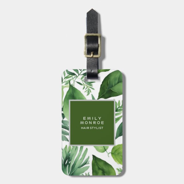 Pearl Plain Modern Minimalist Blommigt Greenery Bagagebricka (Vertikal Framsida)