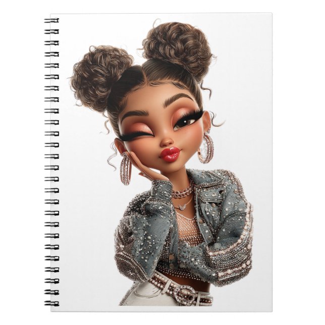  Pearl Pout Glam Girl Spiral Photo Notebook Anteckningsbok (Framsidan)