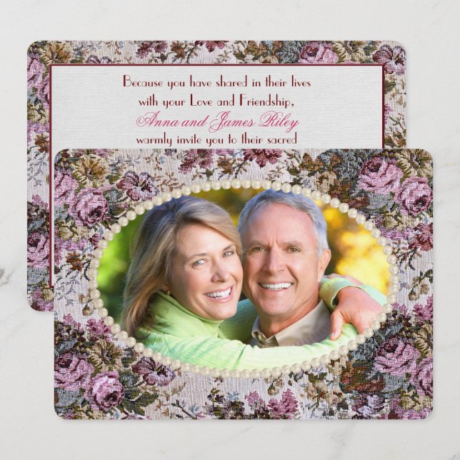 Pearl Ram och Tapestry Vow Renewal Inbjudningar (Fram/baksida)