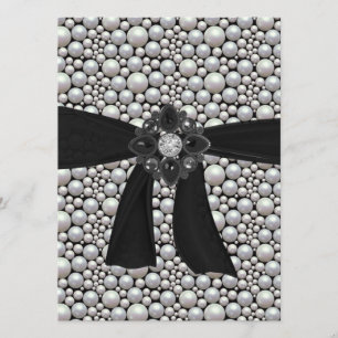 Pearl Ribbon & Rhinestone-inbjudan Inbjudningar