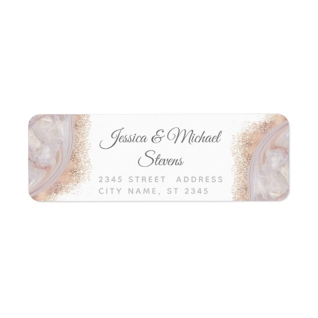 Pearl ro marble marble agate calligraphy returadress etikett (Framsidan)