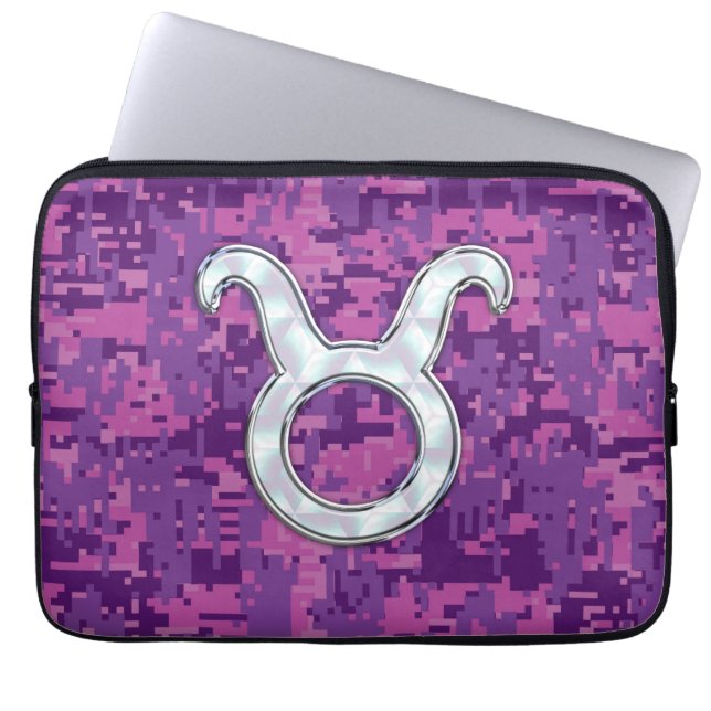 Pearl Rosa Taurus Zodiac-signon Digital Camo Laptop Sleeve (Framsidan)