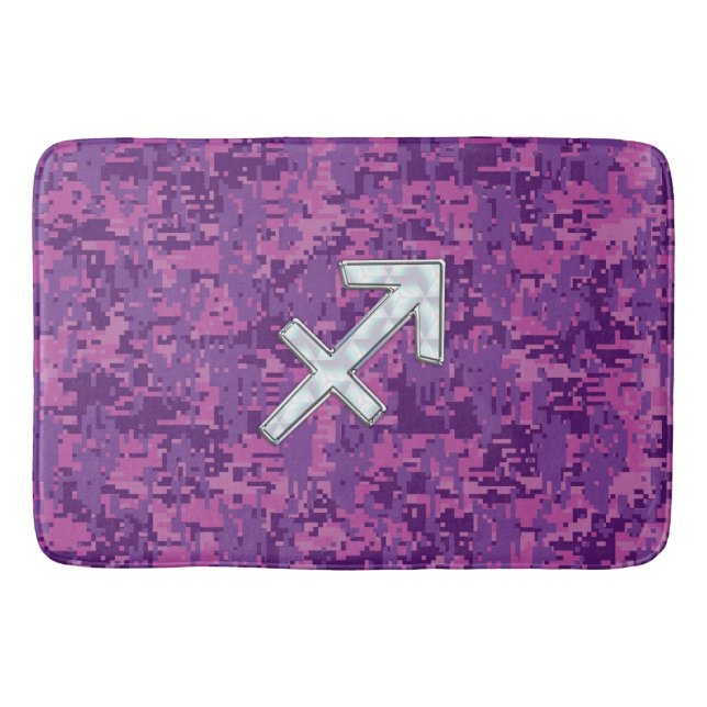 Pearl Sagittarius Zodiac Sign Fuchsia Digital Camo Badrumsmatta (Framsidan)