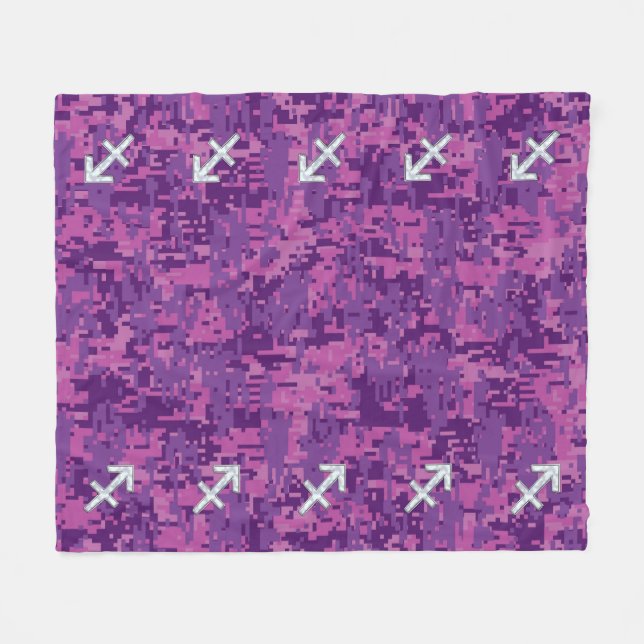 Pearl Sagittarius Zodiac Sign Fuchsia Digital Camo Fleecefilt (Framsidan (Horisontell))