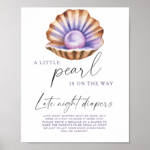 Pearl shell baby shower Sent natt blöjor spel Poster
