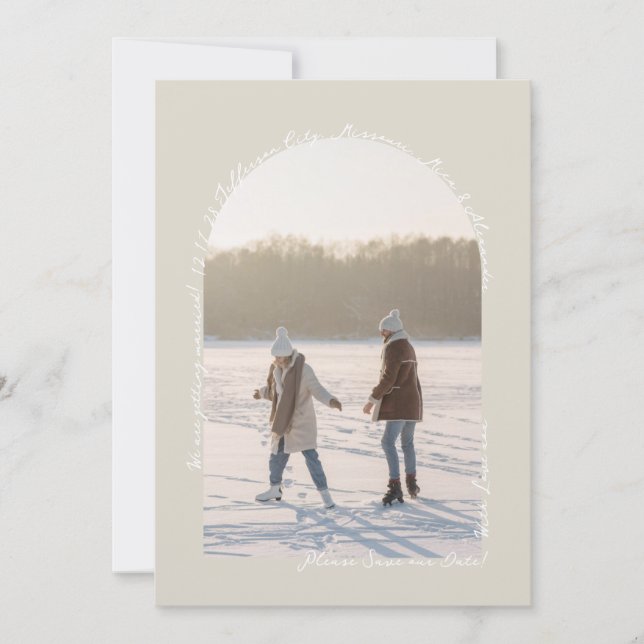 Pearl Shimmer handskriven Elegant enkel modern Spara Datumet (Framsida)