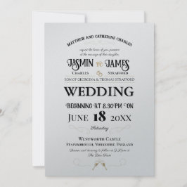 Pearl Shimmer Heritage Font Bröllop Inbjudningar