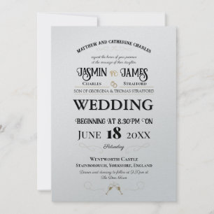 Pearl Shimmer Heritage Font Bröllop Inbjudningar
