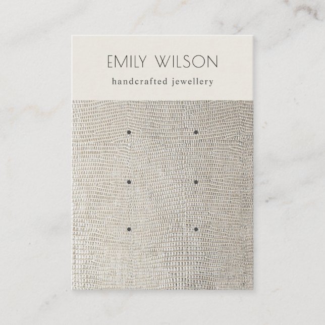 Pearl Silver Leather Struktur 3 Visning Visitkort (Framsida)