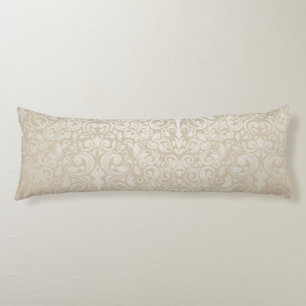 Pearl Silver Vintage Damask Pattern Body Pillow Kroppskudde