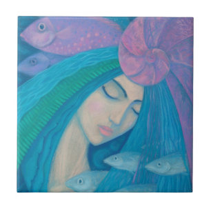 Pearl Sjöjungfru Princess Fish underwater Fantasy Kakelplatta