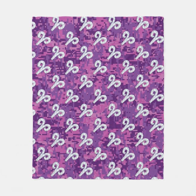 Pearl som Aries Zodiac Sign Rosa Camouflage Fleecefilt (Framsidan)