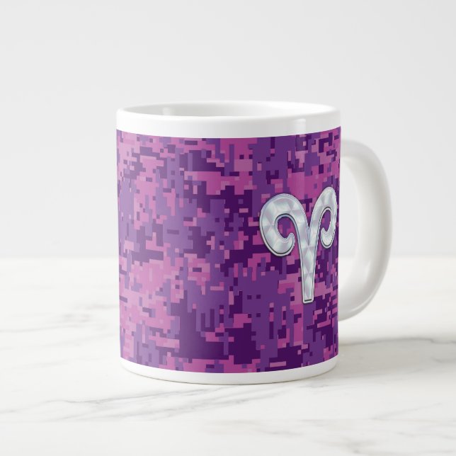 Pearl som Aries Zodiac Symbol Digital Camouflage Jumbo Mugg (Framsida höger)