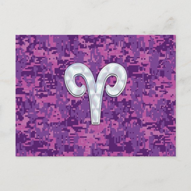 Pearl som Aries Zodiac Symbol Digital Camouflage Vykort (Framsida)