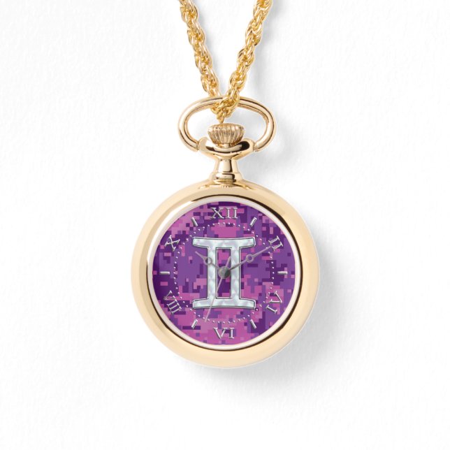 Pearl som Gemini Zodiac Symbol Camouflage Dial Armbandsur (Framsida)