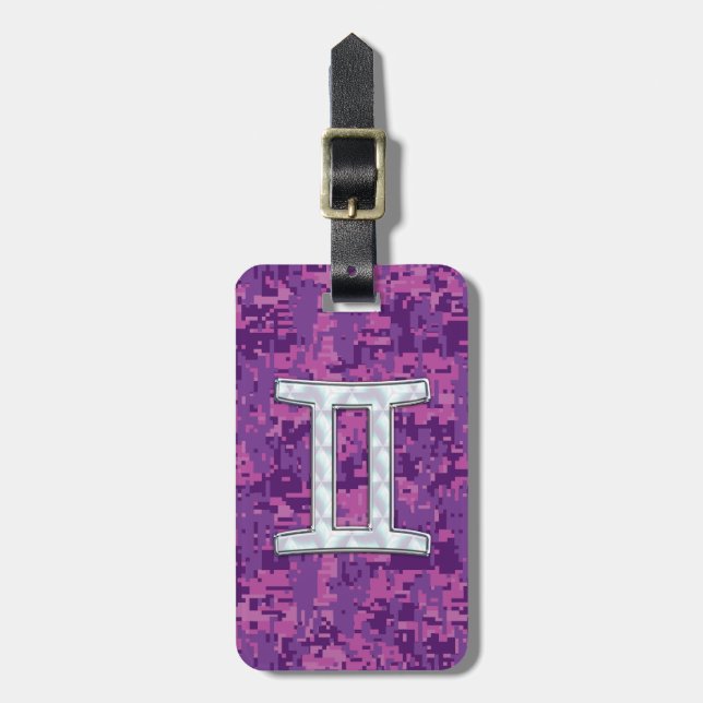 Pearl som Gemini Zodiac Symbol Digital Camouflage Bagagebricka (Vertikal Framsida)