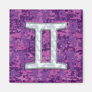 Pearl som Gemini Zodiac Symbol Digital Camouflage Magnet