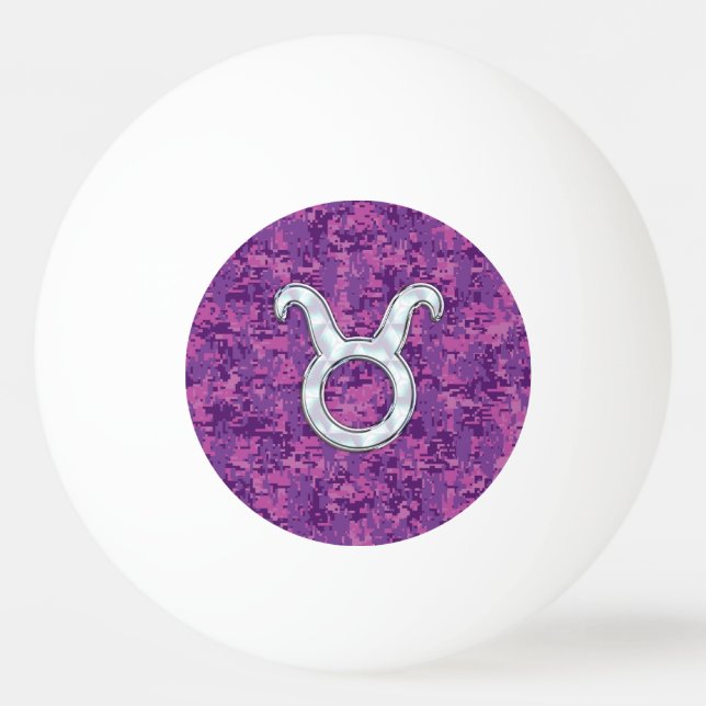 Pearl som Taurus Zodiac Sign Fuchsia Digital Camo Pingisboll (Framsidan)