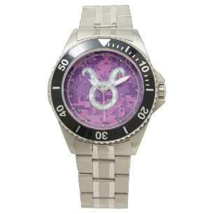Pearl som Taurus Zodiac-symbol på Digital Camo Armbandsur