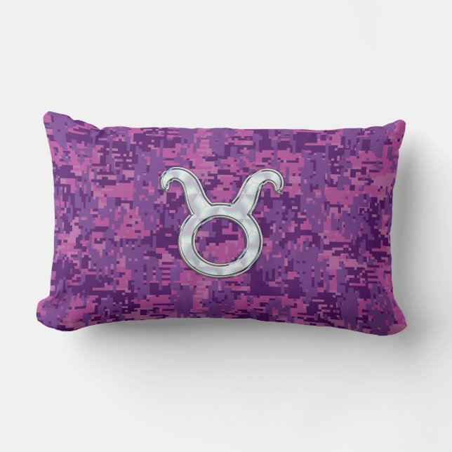 Pearl som Taurus Zodiac-symbol på Digital Camo Lumbarkudde (Framsida)
