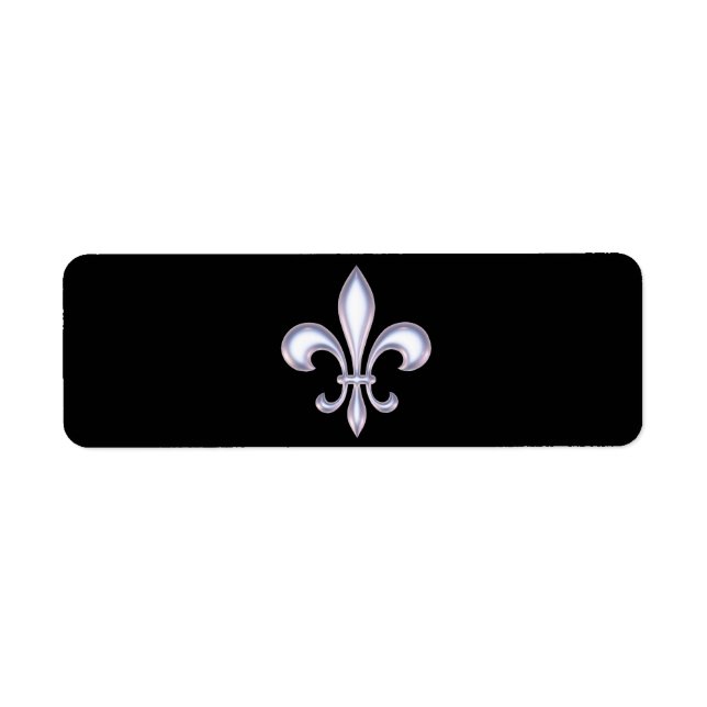 Pearl Stil Fleur de Lis Returadress Etikett (Framsidan)