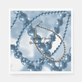 Pearl Strands Blue Bröllop Pappra Napkins Pappersservett