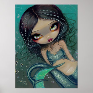 Pearl Swirl Sjöjungfru ART PRINT Big Eyed Sjöjungf Poster