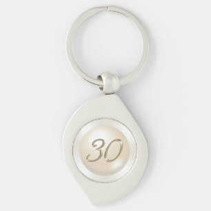 Pearl-temat 30års födelsedag-gåvor, jubileumsg swirl silverfärgad nyckelring