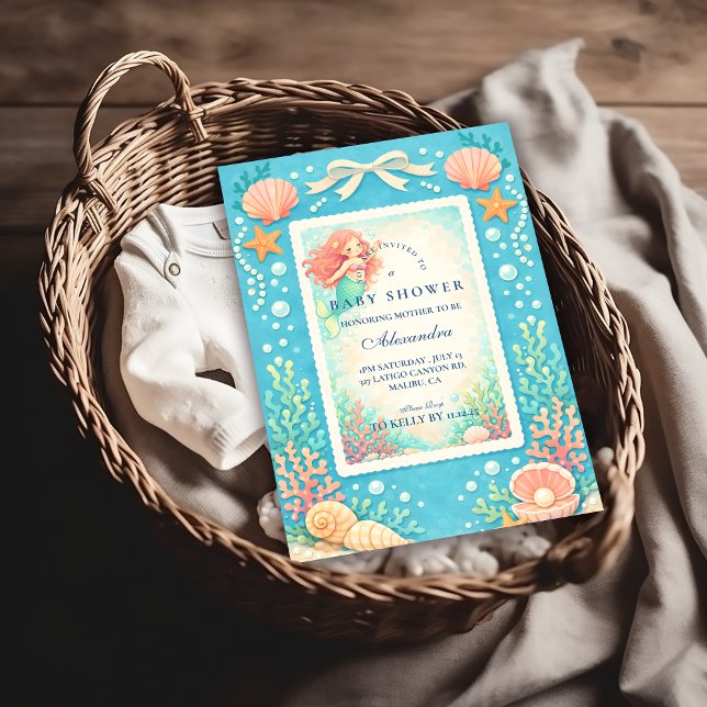 Pearl Tide Havsfruspis för Baby Inbjudningar (Skapare uppladdad)
