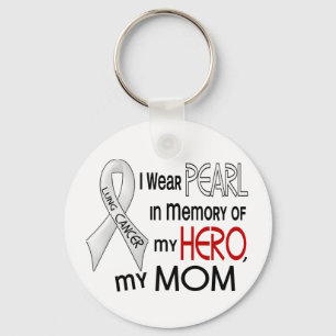 Pearl till minne av min Mamma-lungcancer Nyckelring