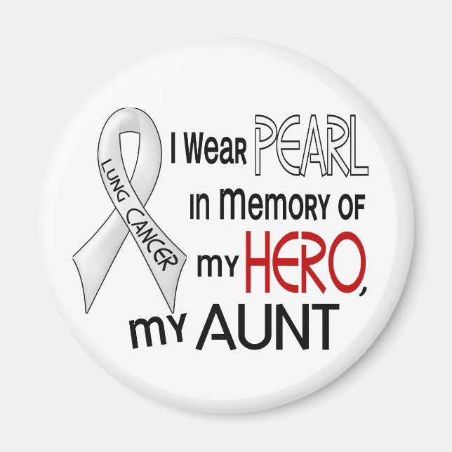Pearl till minne av min Moster-lungcancer Magnet (Framsidan)