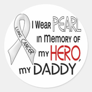 Pearl till minne av min pappa Lung Cancer Runt Klistermärke