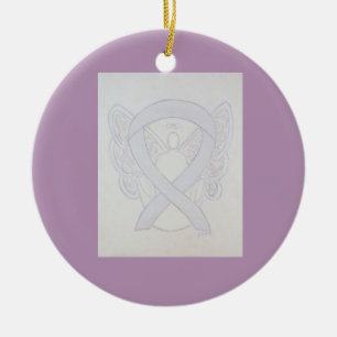 Pearl White Awareness Ribbon Angel Art Ornaments Julgransprydnad Keramik
