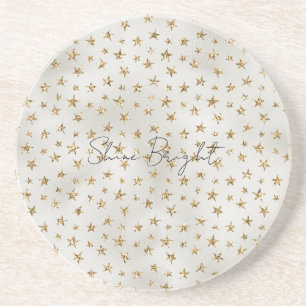Pearl White Guld Glitter Gnistra Stars Underlägg